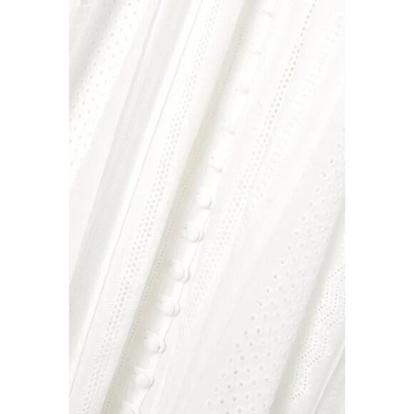 Joslin AnthropologieWhite Julianna Cotton Maxi Dress sz 4 Puff Sleeves Open Back - Picture 8 of 13